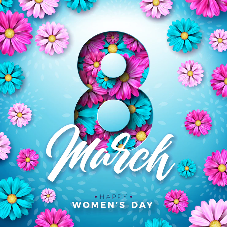 8 March Women S Day Celebration Design With Flower Typography Letter 1314 2603