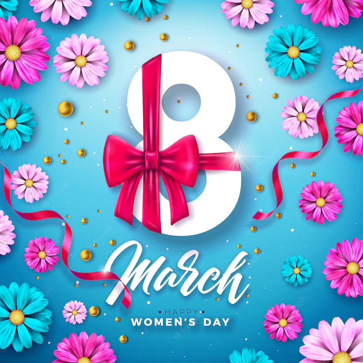 8 March Women S Day Celebration Design With Flower Typography Letter 1314 2604