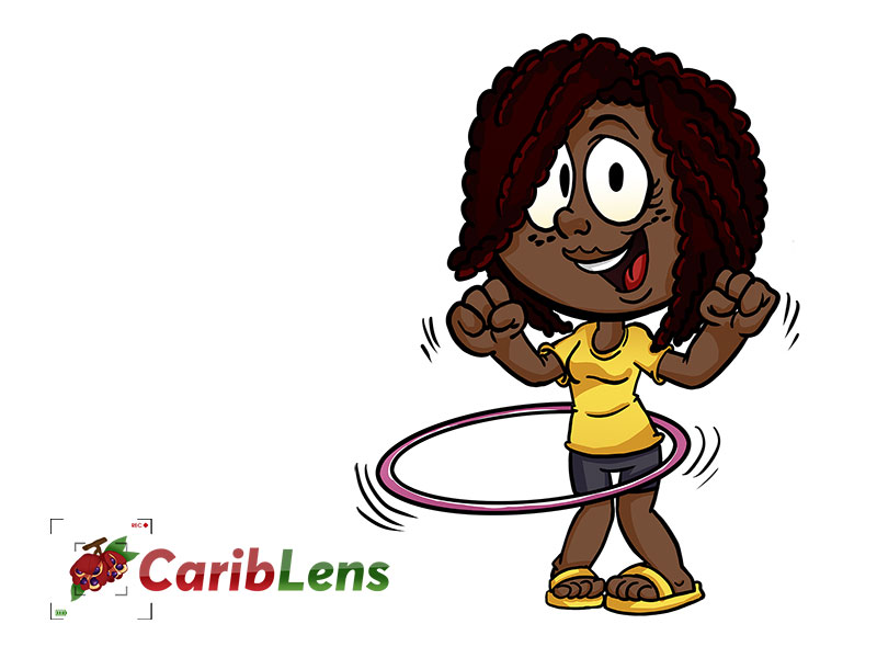 African American black Cartoon girl hula hoop – free photo or illustration copy