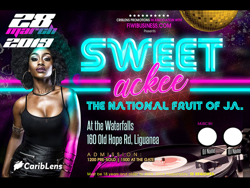 Jamaican Party Flyer With Afro Girl – Sweet Ackee Promotion – Free Flyer