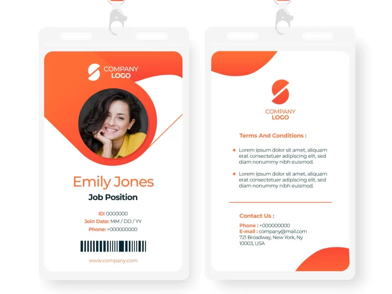 Abstract id cards Holder template with picture Free Vector