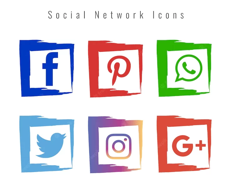 Abstract social network icons set Free Vector