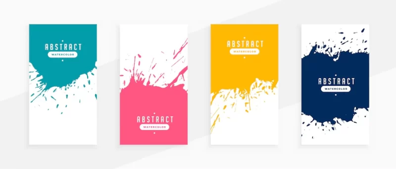 Abstract splatter banners set in four colors Free Vector