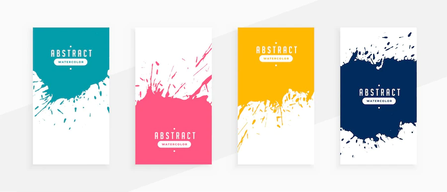 Abstract Splatter Banners Set Four Colors 1017 30901