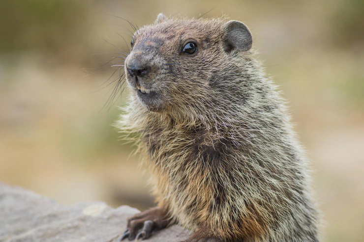 Adorable young groundhog (marmota monax) closeup Free Photo