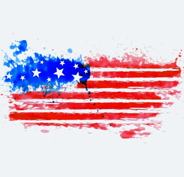American flag made with watercolor Free Vector