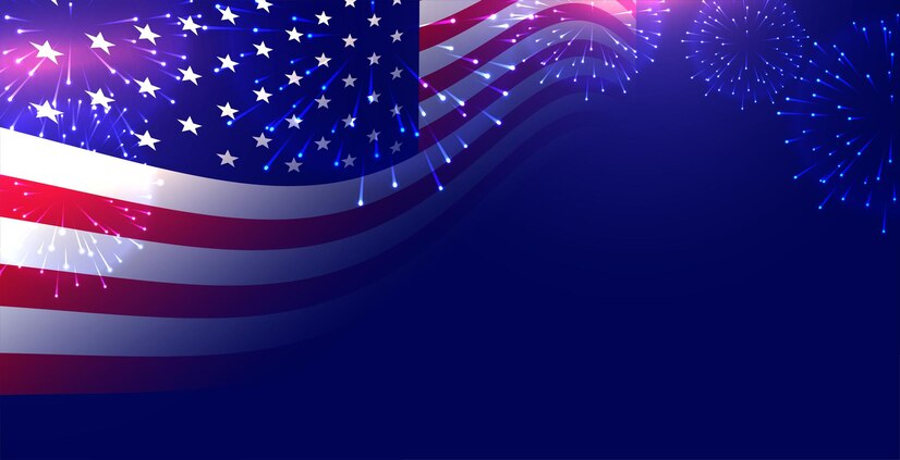 American Flag With Firework Display Background 1017 32397