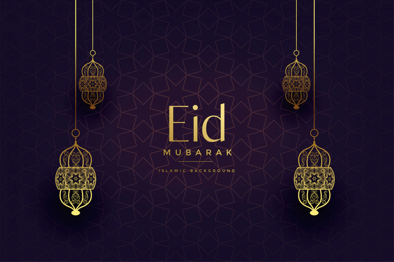 Attractive Golden Islamic Lanterns Eid Festival Background 1017 24848