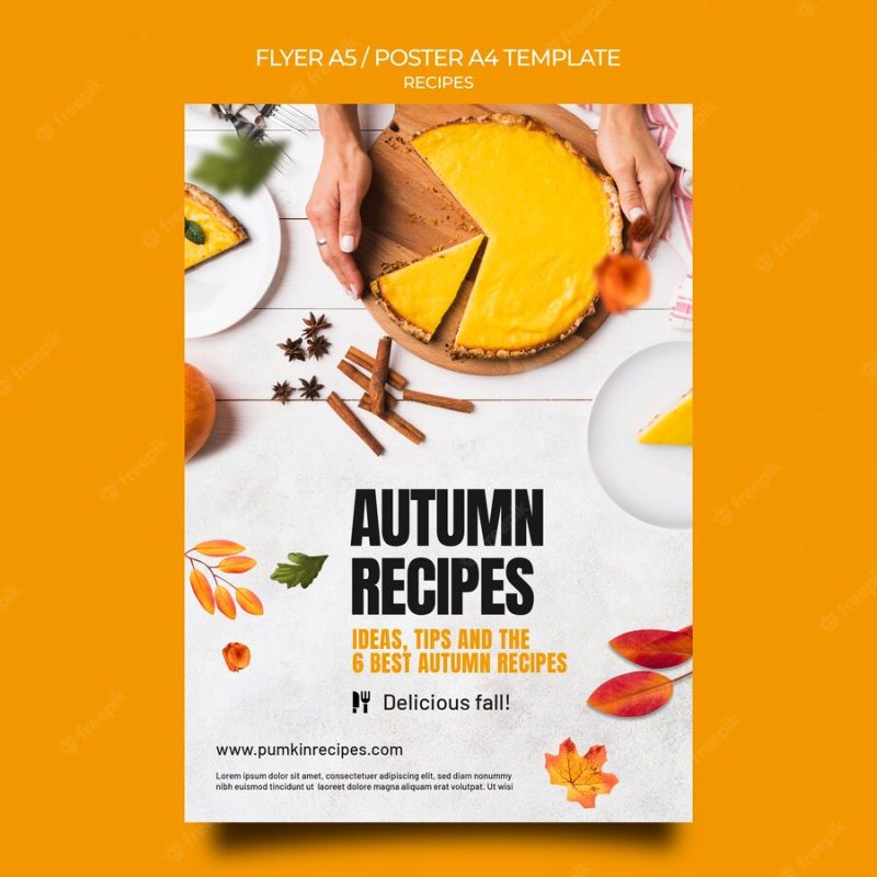 Autumn recipe poster template Free Psd