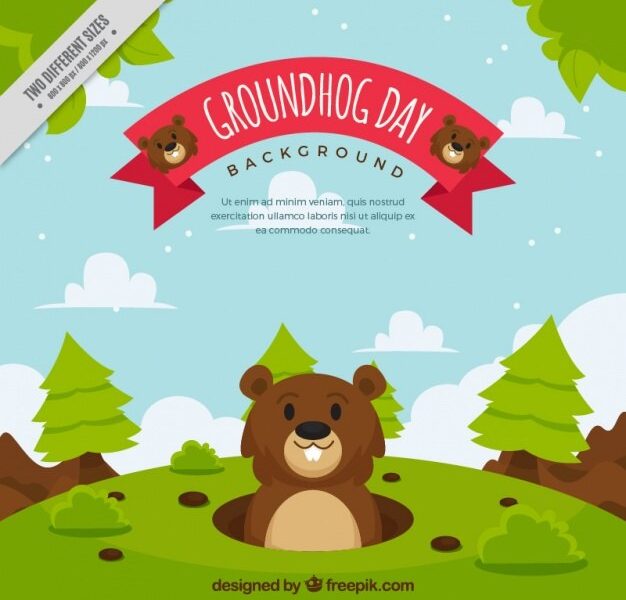 Background of beautiful groundhog in a landscape Free Vector