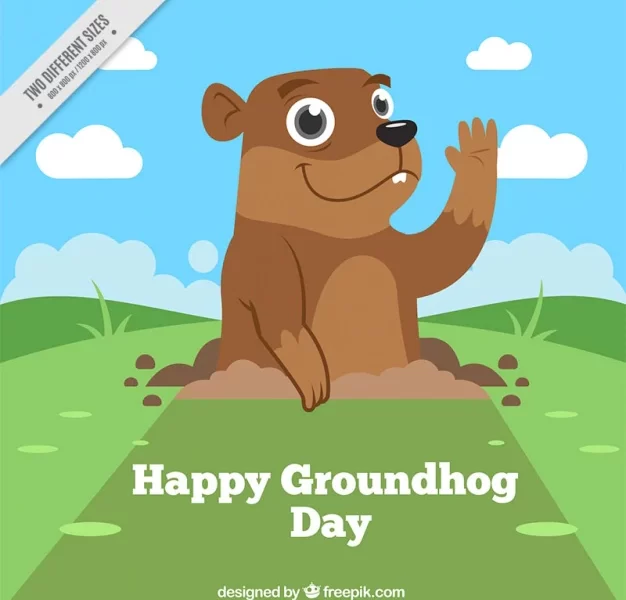 Background of groundhog saluting Free Vector