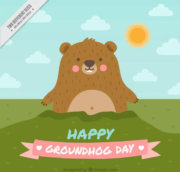 Background of lovely groundhog with blush Free Vector