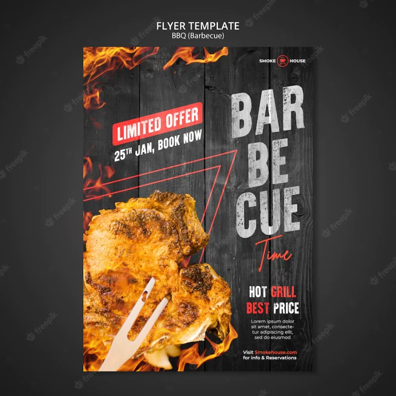 Barbecue house print template Free Psd