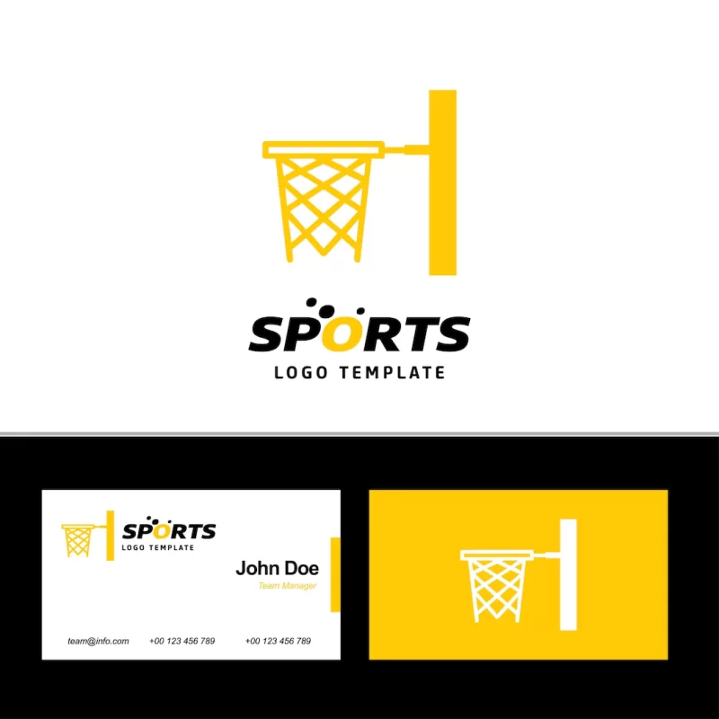 Basket ball logo and business card Free Vector