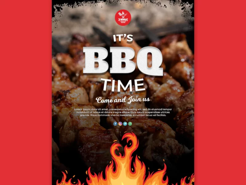 Bbq concept poster flyer template Free Psd