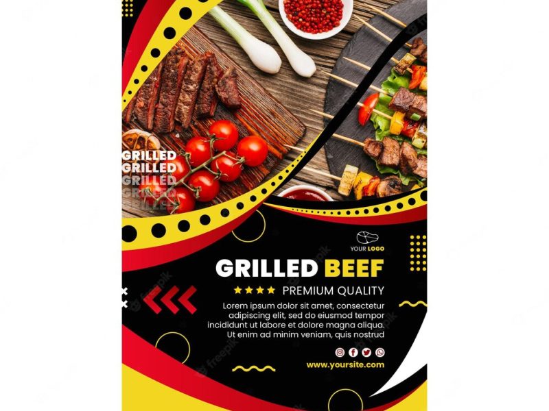 Bbq vertical flyer template design Free Vector