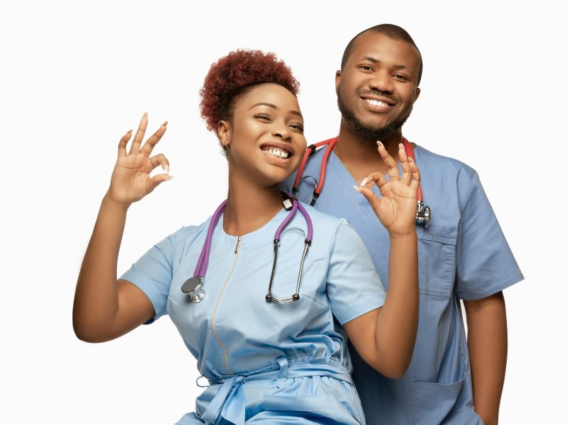 Happy African American black doctor or nurse couple Free Photo Happy African American black doctor or nurse couple Free Photo