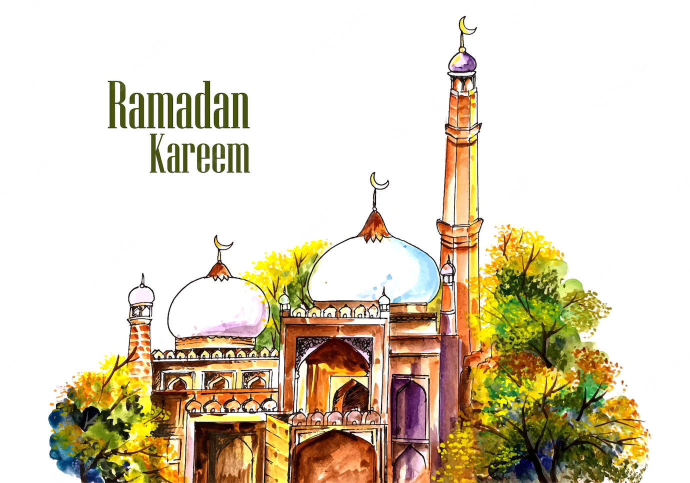 Beautiful Mosque Panting Ramadan Kareem Background 1035 18782