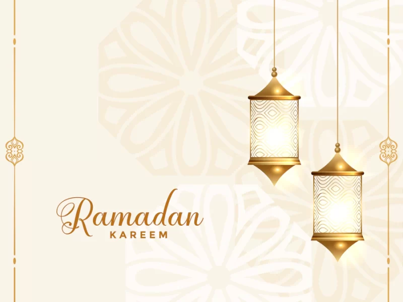Beautiful ramadan kareem traditional festival card Free Vector