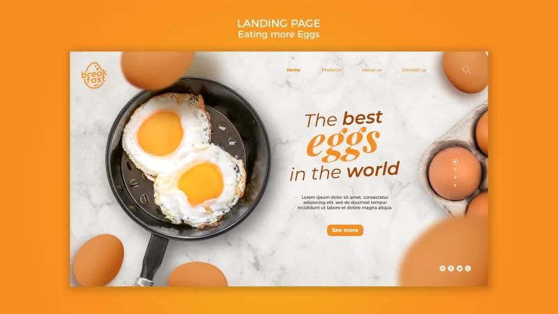 Best eggs in the world landing page template Free PSD flyer