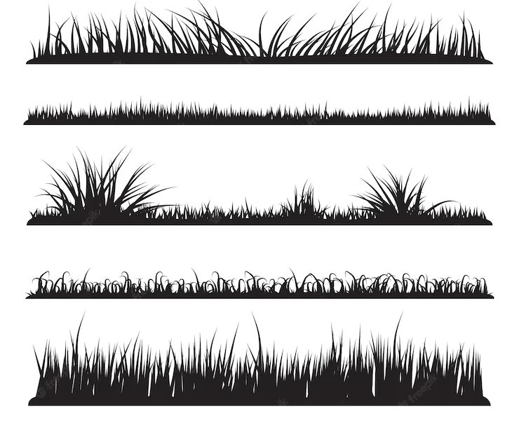 Black grass border silhouettes collection Free Vector