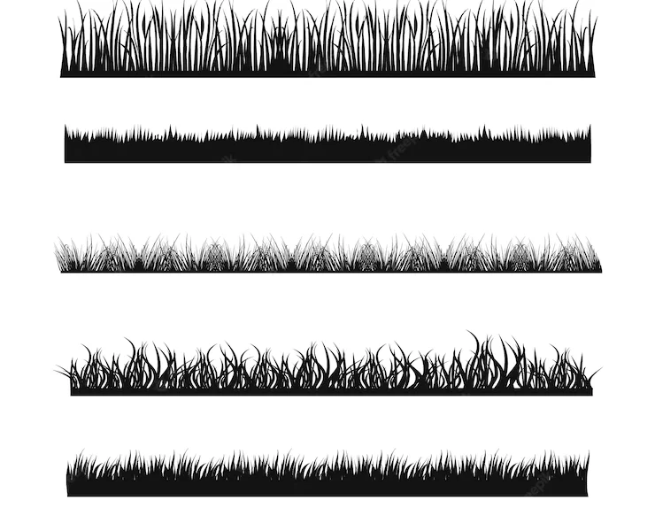 Black grass border silhouettes collection Free Vector