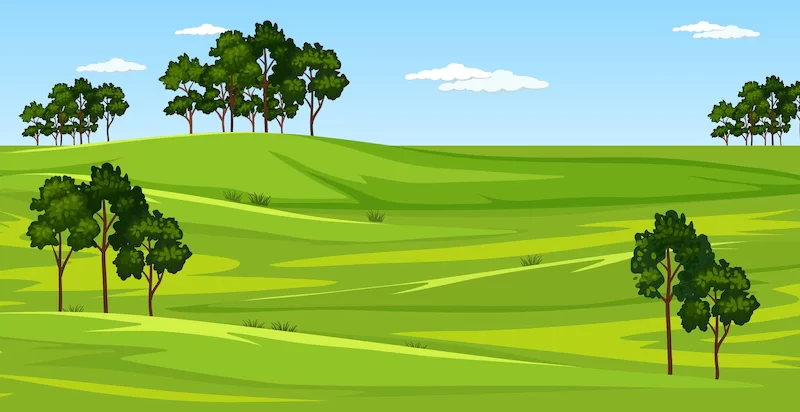 Blank green meadow nature landscape scene Free Vector