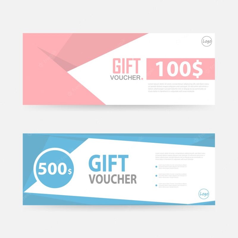 Blue and pink gift voucher banner templates Free Vector