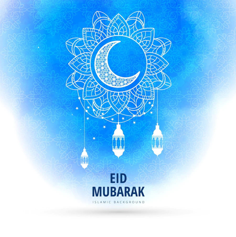 Blue Watercolor Eid Mubarak Background 1035 8384