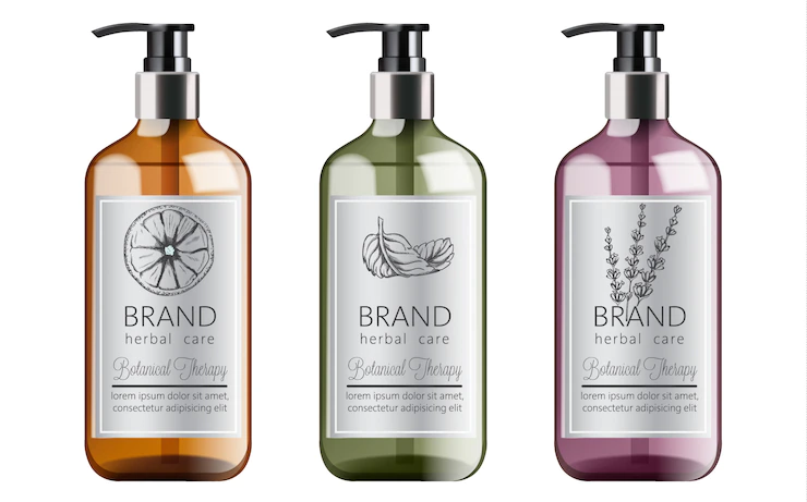 Bottles Organic Shampoo With Herbal Care Various Plants Colors Mint Orange Lavender 1268 15160