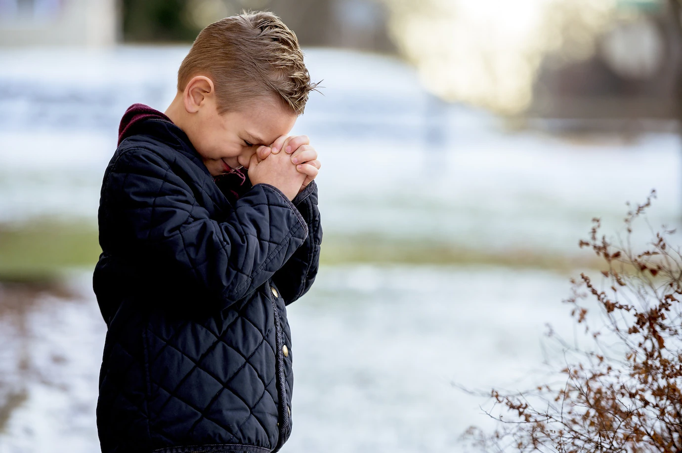 Boy Standing With Closed Eyes Praying 181624 13271