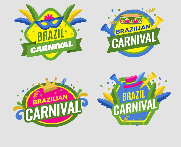 Brazilian carnival label collection Free Vector