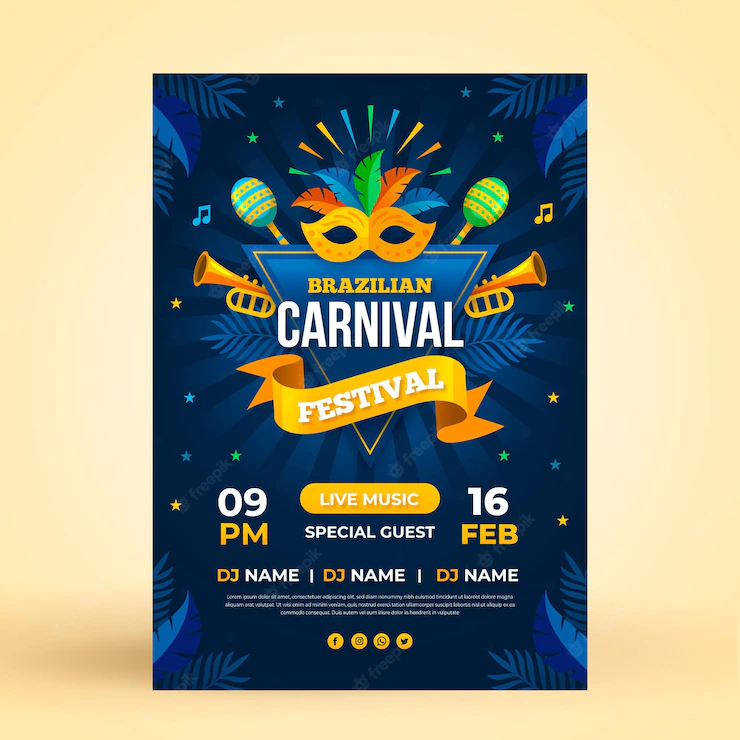 Brazilian Carnival Poster Template Flat Design 52683 54023