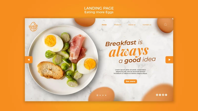 Breakfast is always good landing page template Free Psd flyer download