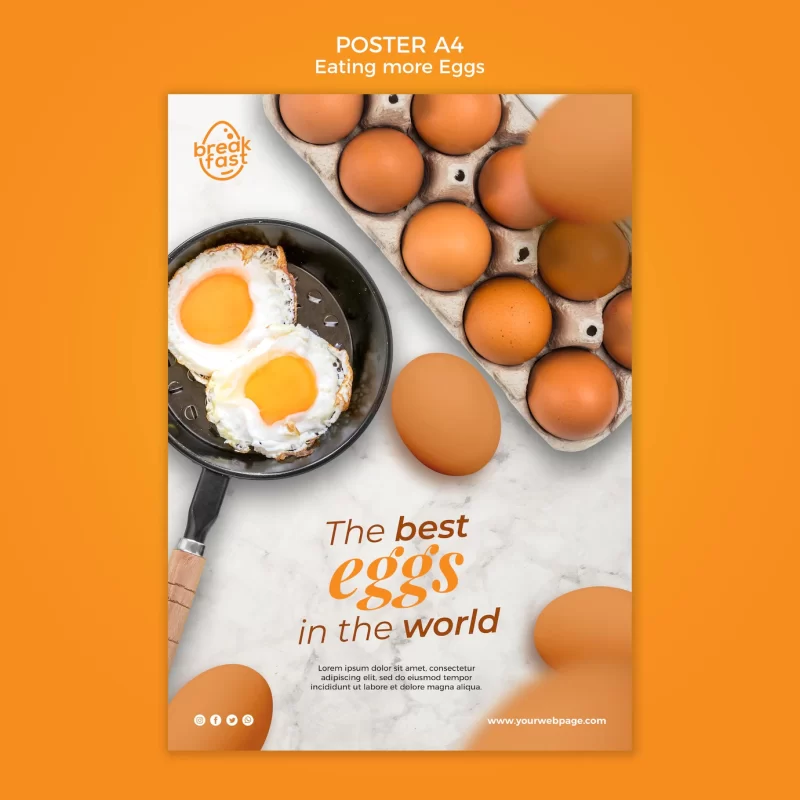 Breakfast with eggs poster template Free PSD flyer