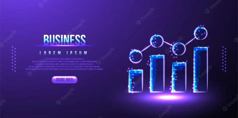 Business data graph low poly wireframe Free Vector