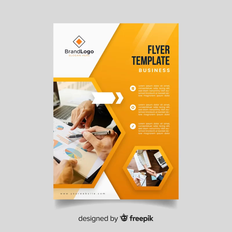 Business flyer template with photo Free Vector