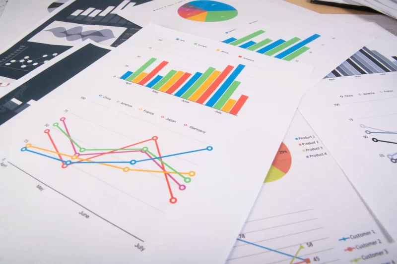 Business report. graphs and charts. business reports and pile of documents. business concept. Free