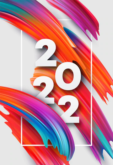 Calendar header 2022 number on colorful abstract color paint brush strokes background. happy 2022 new year colorful background. vector illustration eps10 Free Vector