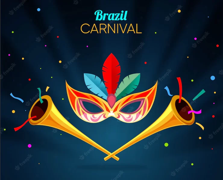 Carnival background with trumpets Free Vector