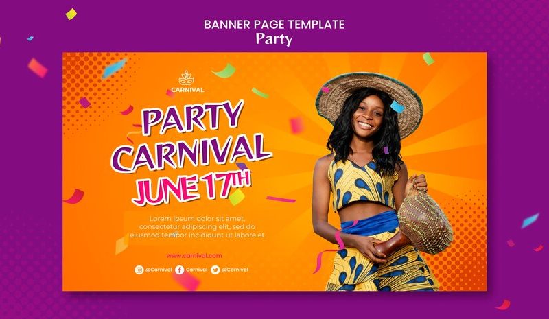 Carnival party banner template Free Psd