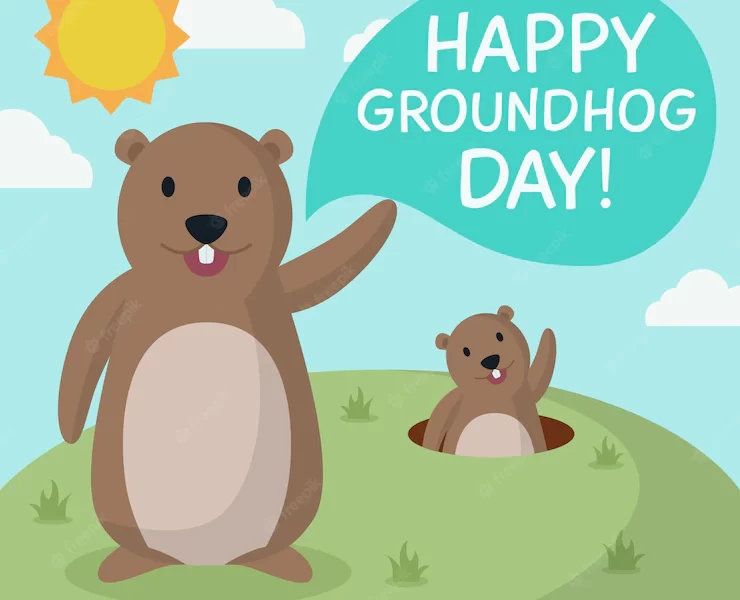 Cartoon groundhogs illustration Free Vector