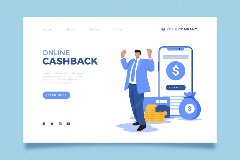 Cashback concept – landing page Free Vector