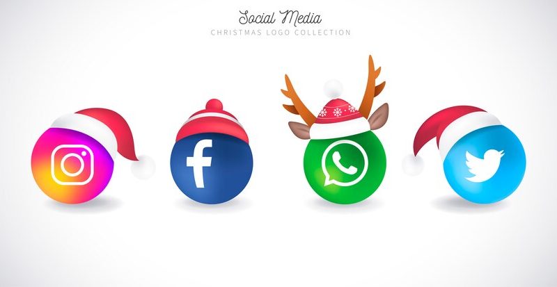 Christmas social media logo collection Free Vector