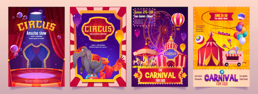 Circus Show Banners Big Top Tent Carnival Entertainment With Elephant 107791 2961