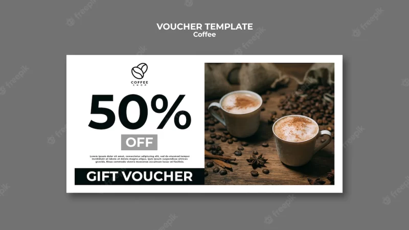 Coffee gift voucher template Free Psd