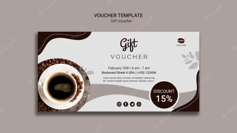 Coffee gift voucher with discount Free Psd