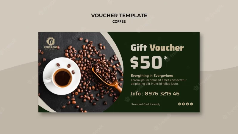 Coffee gift voucher Free Psd