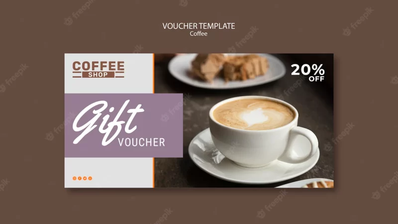 Coffee shop gift voucher template Free Psd