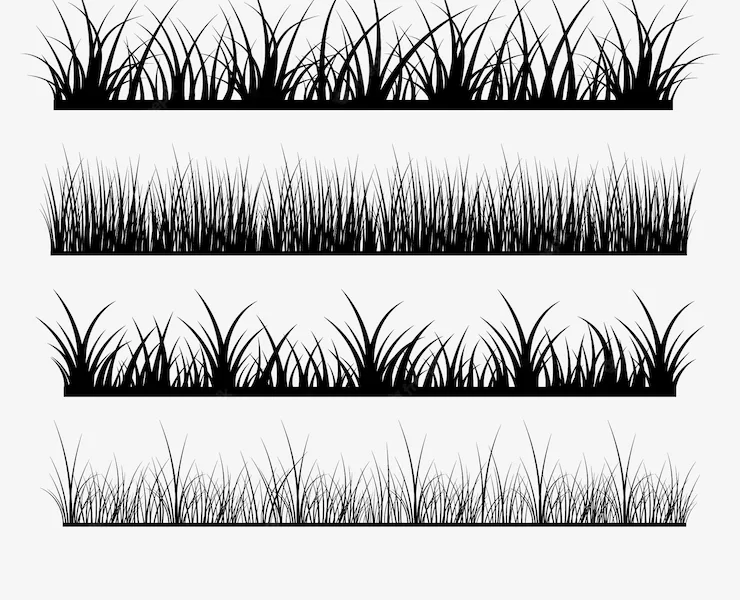 Collection of grass border silhouettes Free Vector